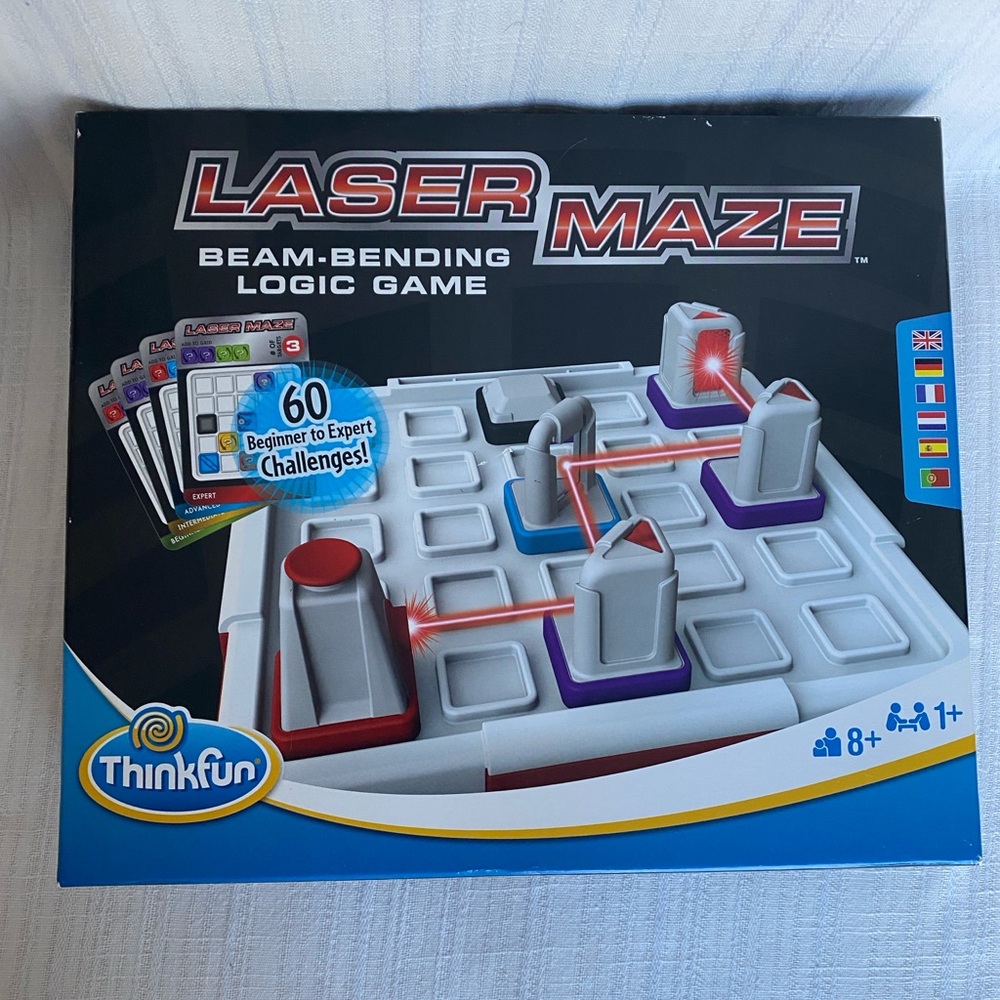 ThinkFun Laser Maze Beam-Bending Logic Game, 60 Challenges, Complete, 8 To Adult